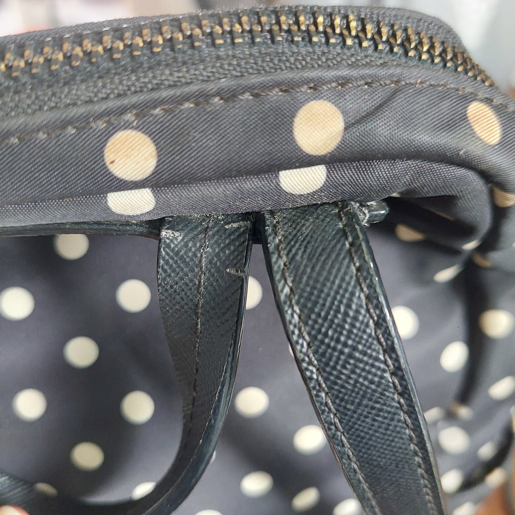 Kate Spade Black Polka Dot Leather Trim Backpack | Pre Loved |
