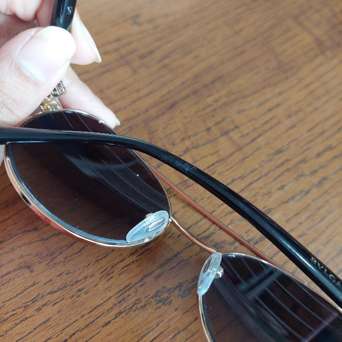 Bvlgari Black Gold Jeweled Double Bridge 6085-B Aviator Sunglasses | Pre Loved |