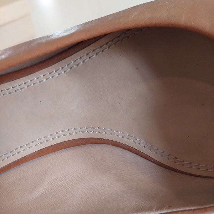 Tory Burch Brown Leather Gabriel Wedge Pumps | Pre Loved |