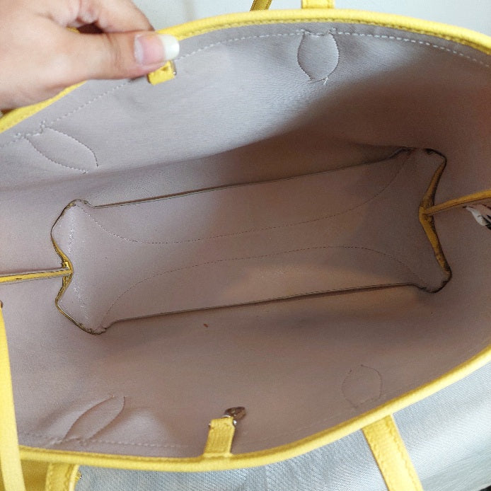 Kate Spade Cream Canvas & Yellow Leather 'All Day' Large Tote Bag | Pre Loved |