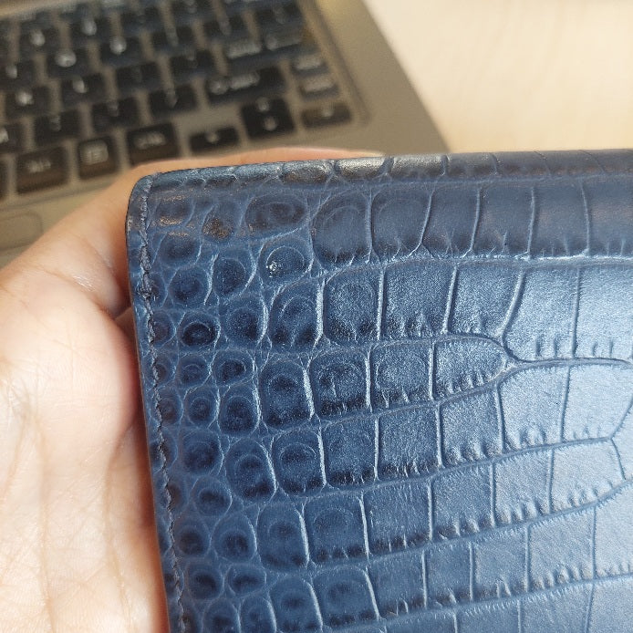 Jimmy Choo Dark Blue Croc Embossed Leather 'Pippa' Long Wallet | Gently Used |