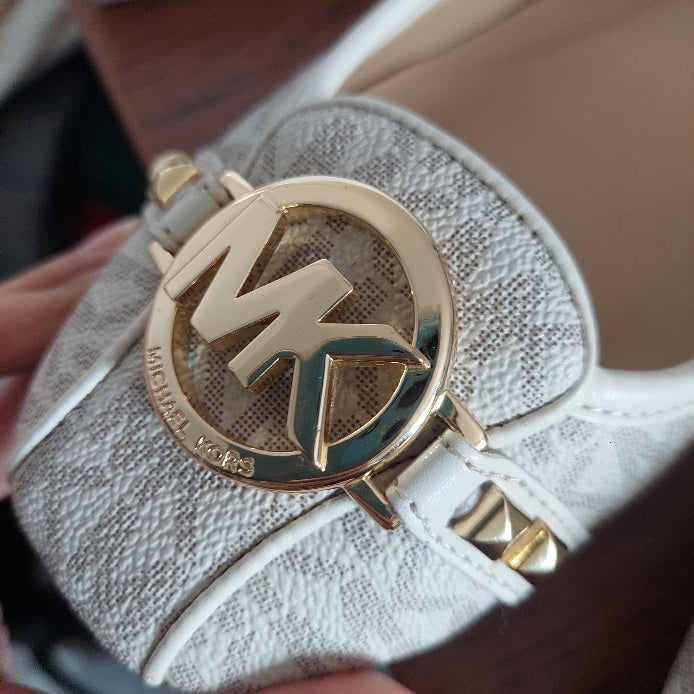 Michael Kors Vanilla Leather Fulton Studded Logo Moccasins | Pre Loved |