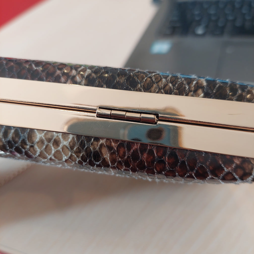H&M Brown Snakeskin Pearl Box Convertible Clutch | Like New |