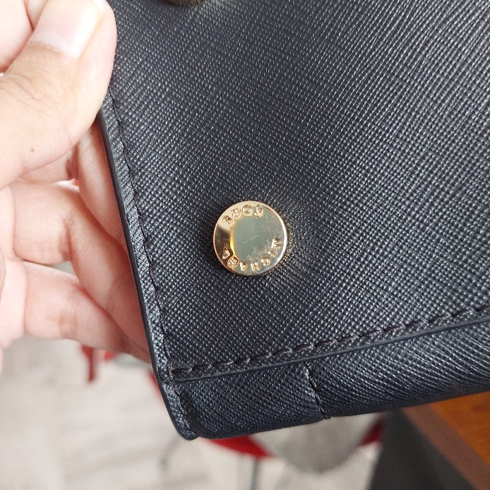 Michael Kors Black Rayne Leather Medium East West Satchel Bag | Gently Used |