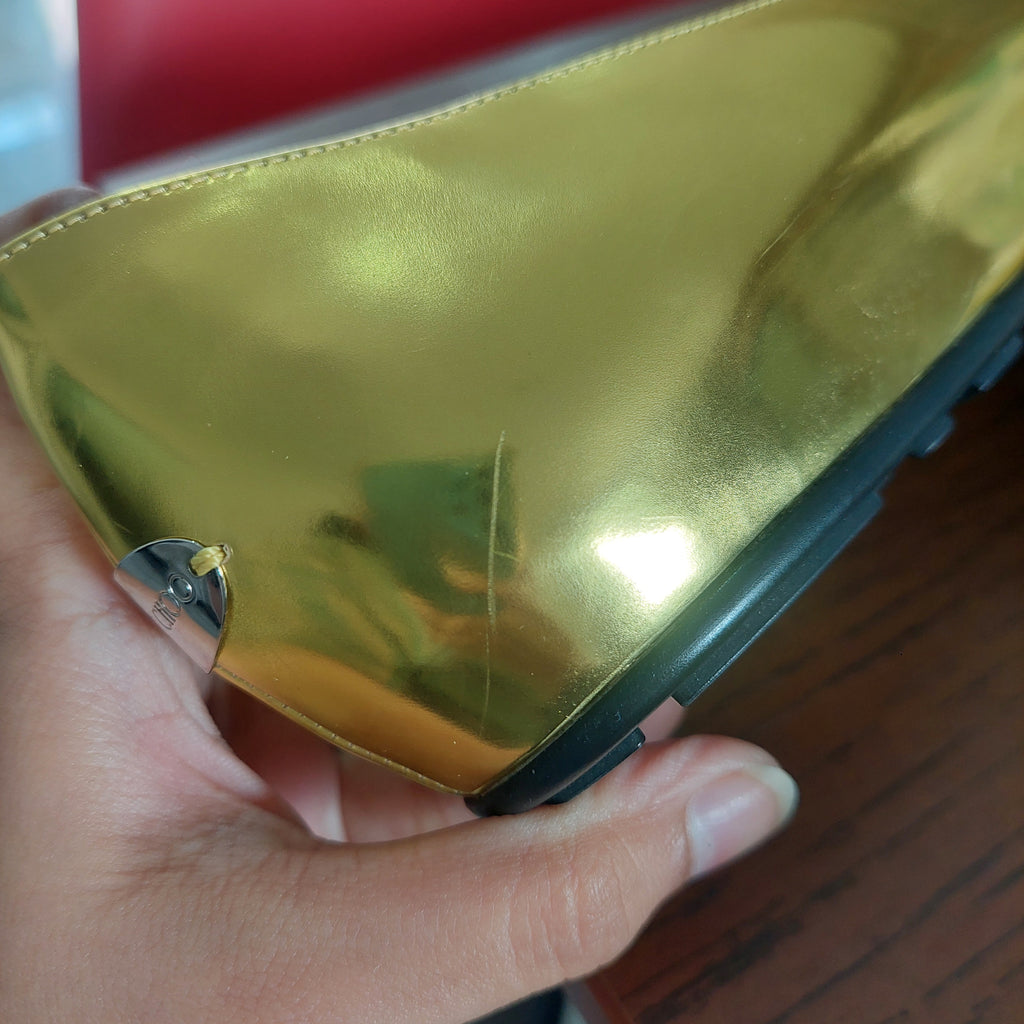 Jimmy Choo Metallic Yellow Leather Embellished Ballet Flats | Gently Used |