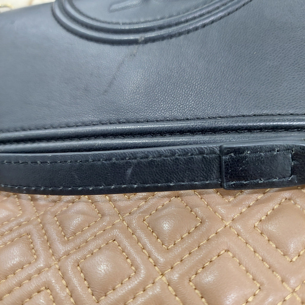 Tory Burch Tri Color Quilted Leather Fleming Shoulder Bag | Pre Loved |