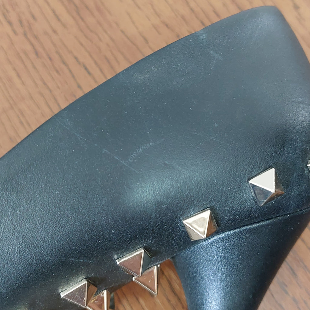 Valentino Black Leather Rockstud Pointed Toe Pumps | Pre Loved |