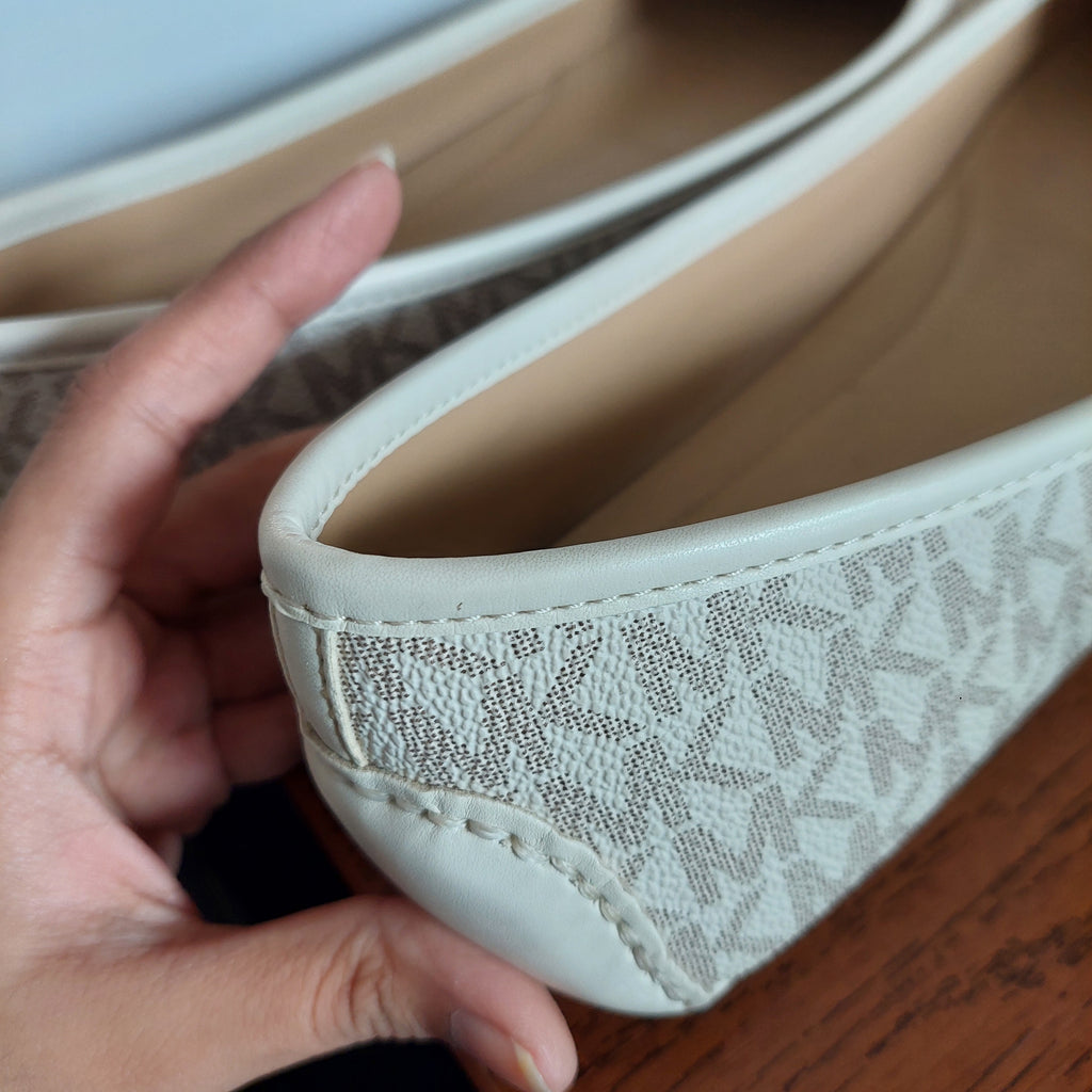 Michael Kors Vanilla Leather Fulton Studded Logo Moccasins | Pre Loved |