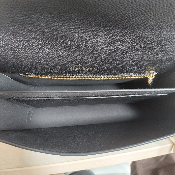 Tory Burch Black Leather Miller Flap Shoulder Bag | Brand New |