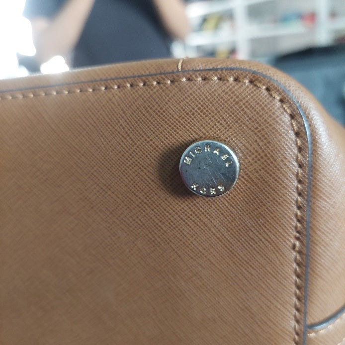 Michael Kors Brown Greenwich Sienna Large Saffiano Leather Bag | Pre Loved |