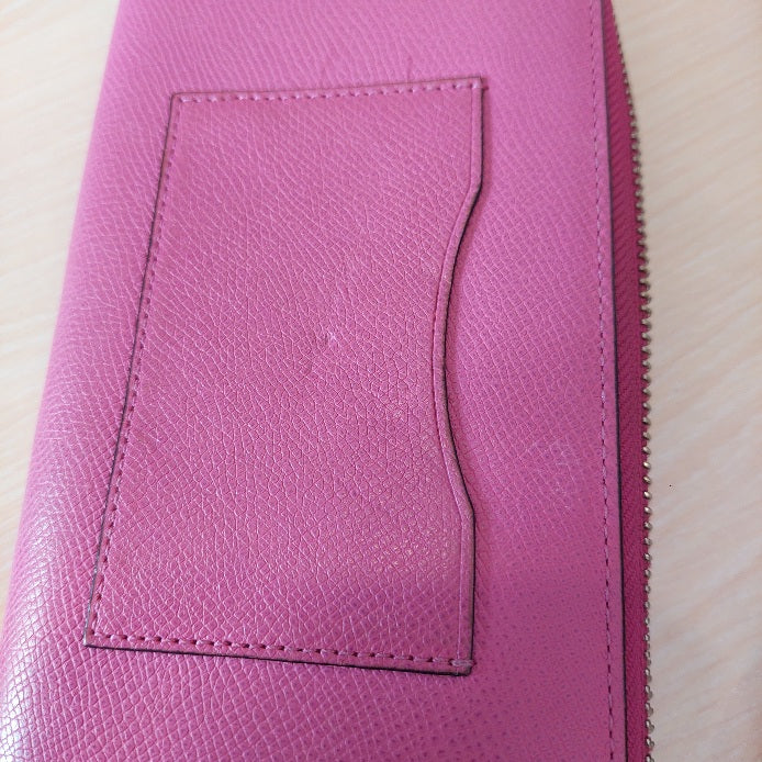 Coach Fuchsia Zip Around Leather Wallet | Pre Loved |