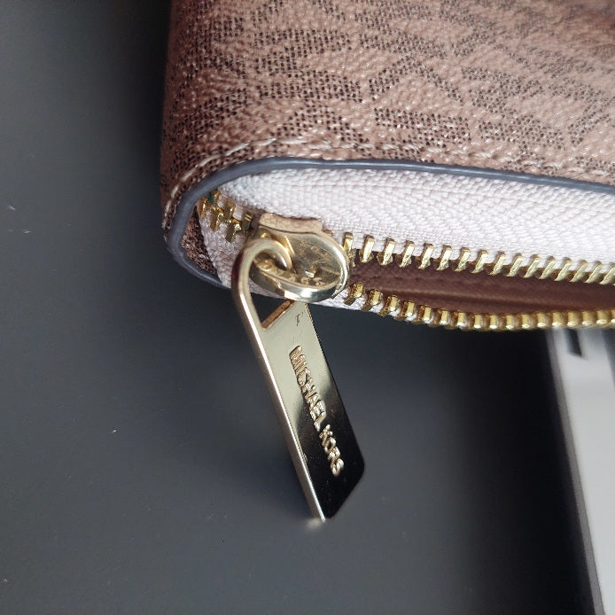 Michael Kors Rose Gold Jet Set Charm Zip Around Wallet | Pre Loved |