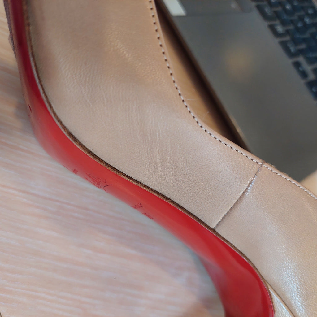 Christian Louboutin BEIGE Leather DECOLTISSIMO Heels | Gently Used |