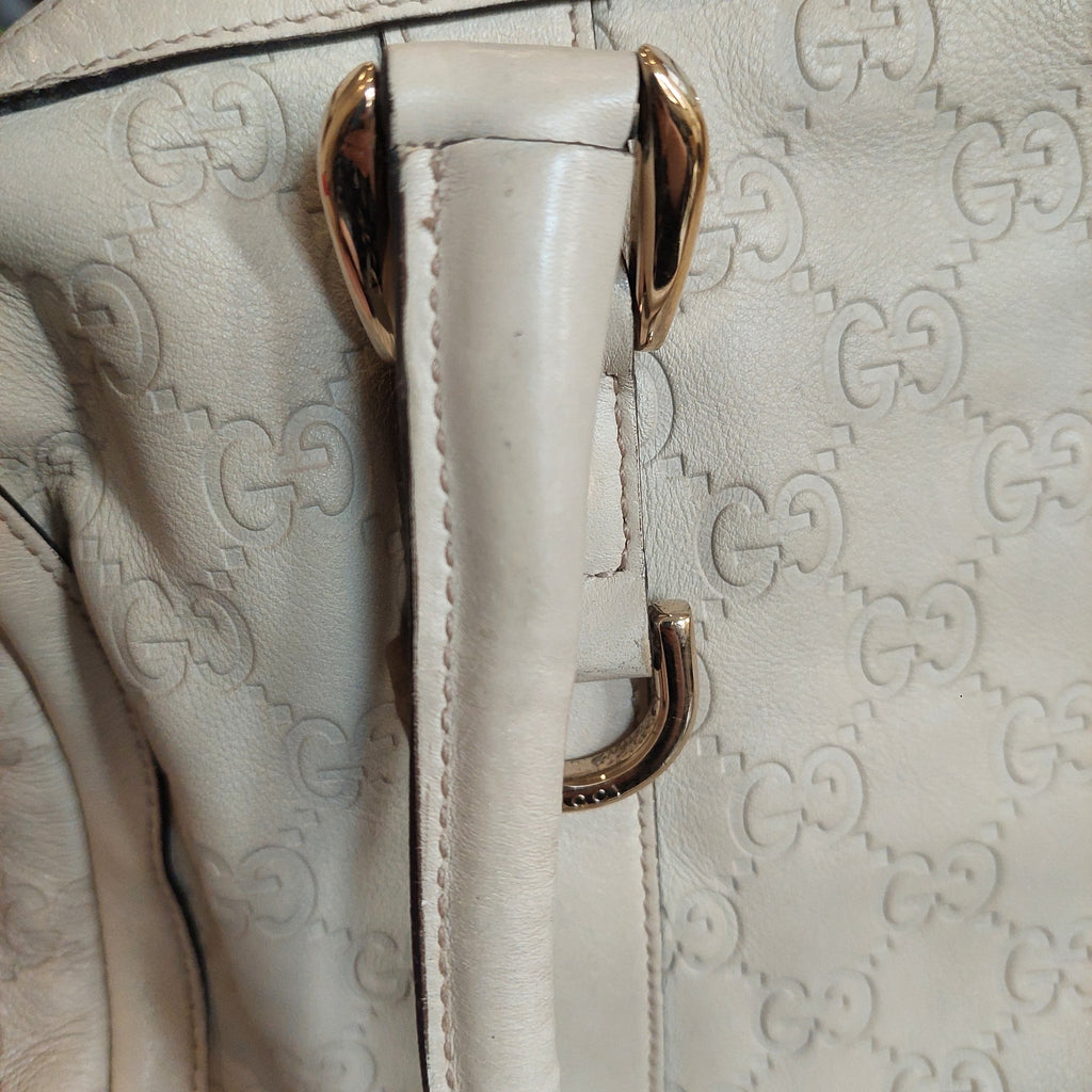 Gucci Ivory Leather Guccisma Abbey Boston Handbag | Pre Loved |