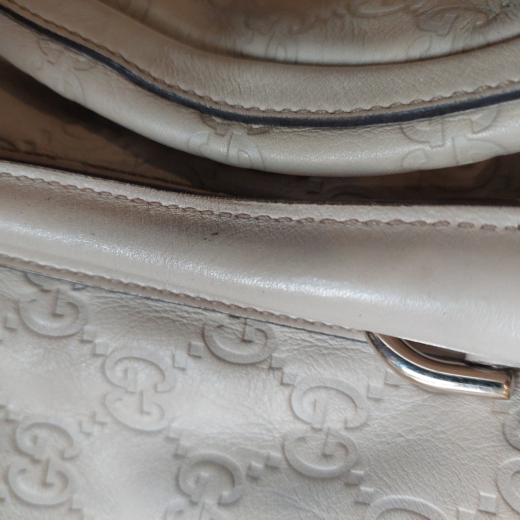 Gucci Ivory Leather Guccisma Abbey Boston Handbag | Pre Loved |