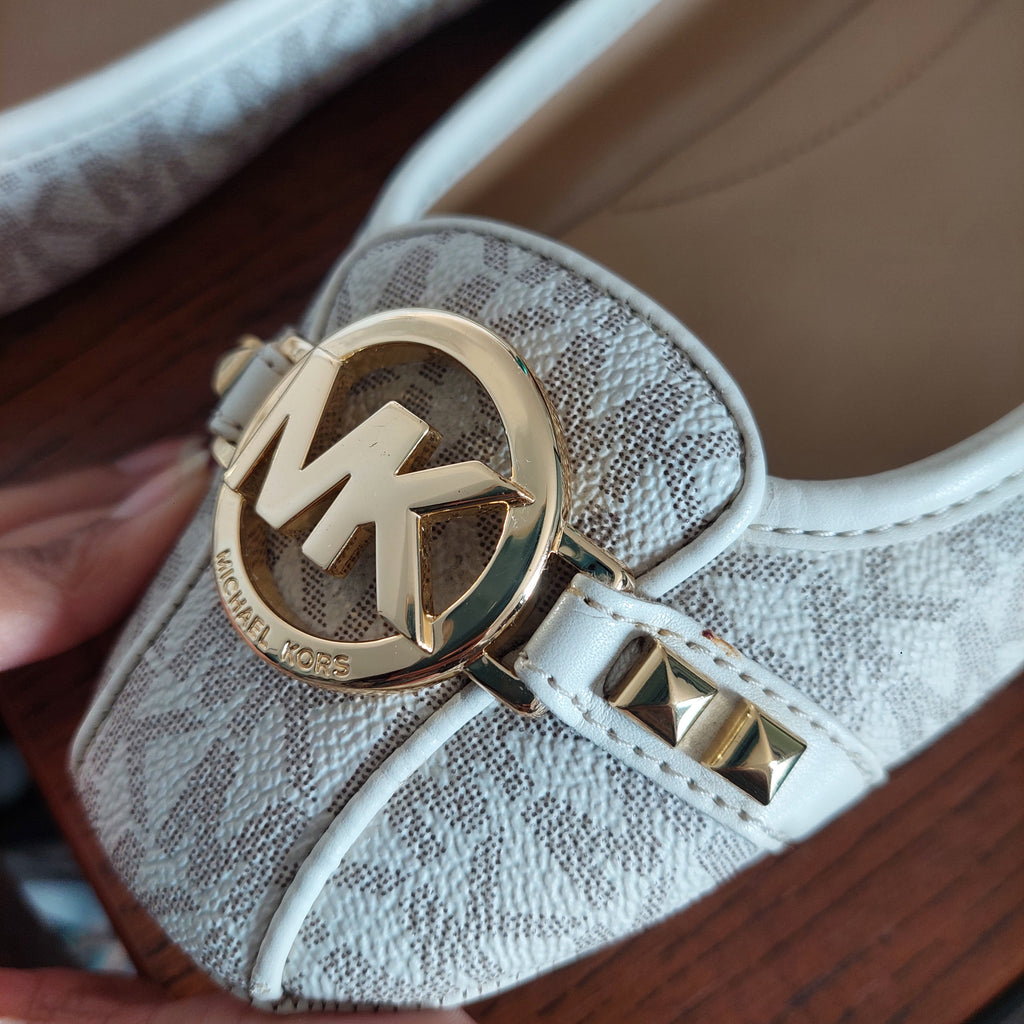Michael Kors Vanilla Leather Fulton Studded Logo Moccasins | Pre Loved |
