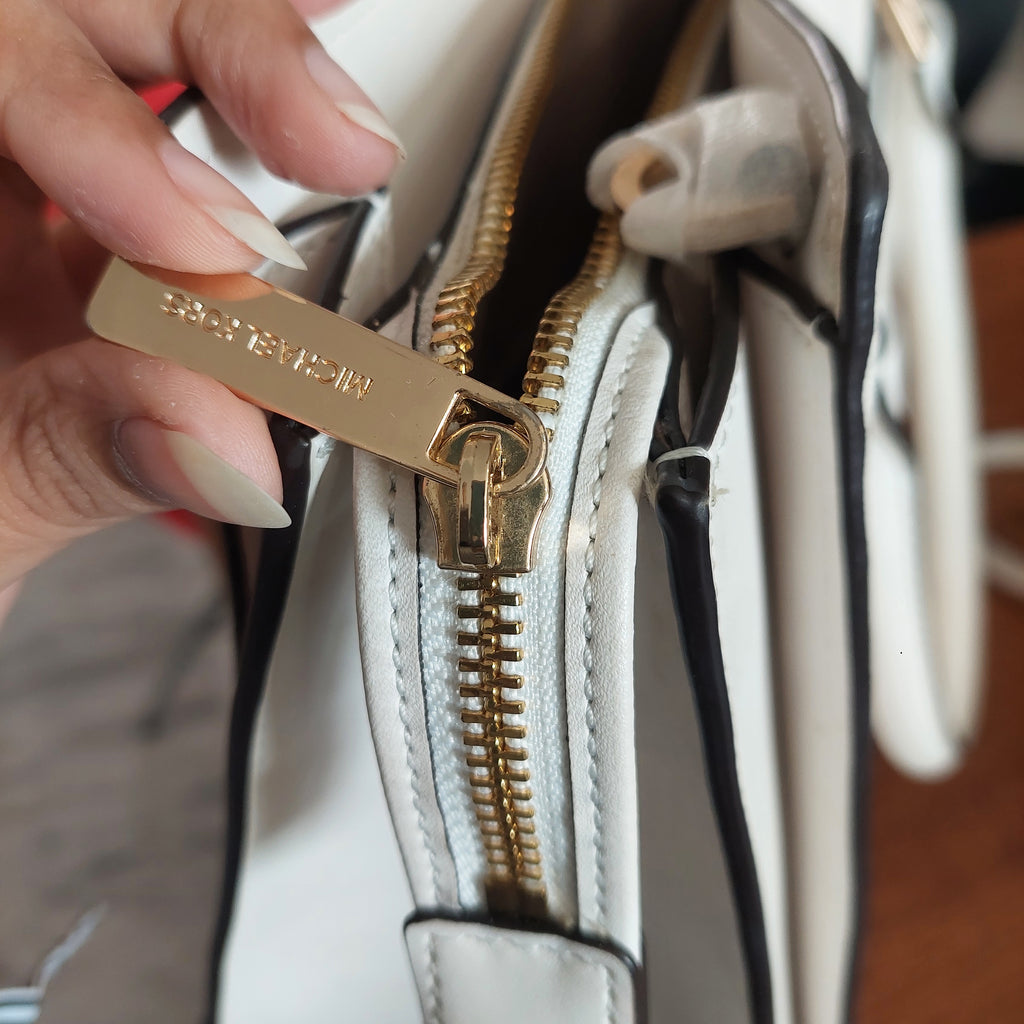 Michael Kors White “HOPE” Large Leather Satchel Bag | Pre Loved |