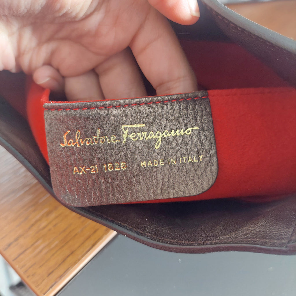Salvatore Ferragamo Brown Calf Hair Leather Shoulder Bag | Pre Loved |