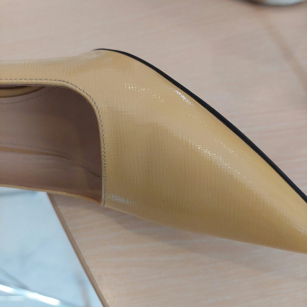 Prada Mustard Patent Leather Pointed Pumps  | Pre Loved |