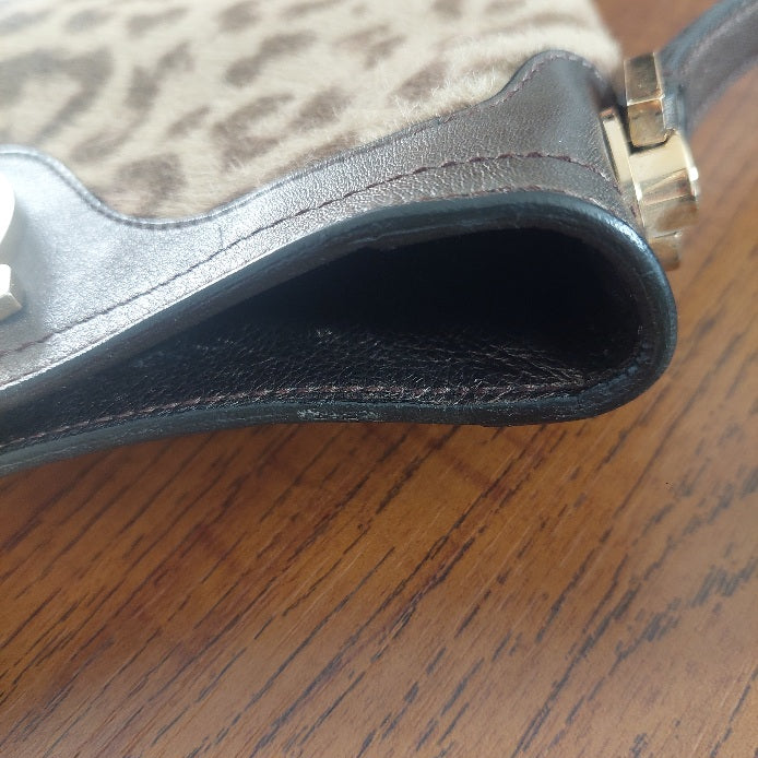 Salvatore Ferragamo Brown Calf Hair Leather Shoulder Bag | Pre Loved |