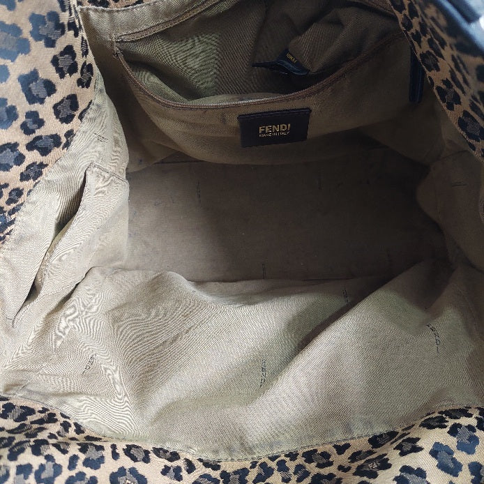 Fendi Canvas Monogram & Cheetah Print Hobo Bag | Pre Loved |