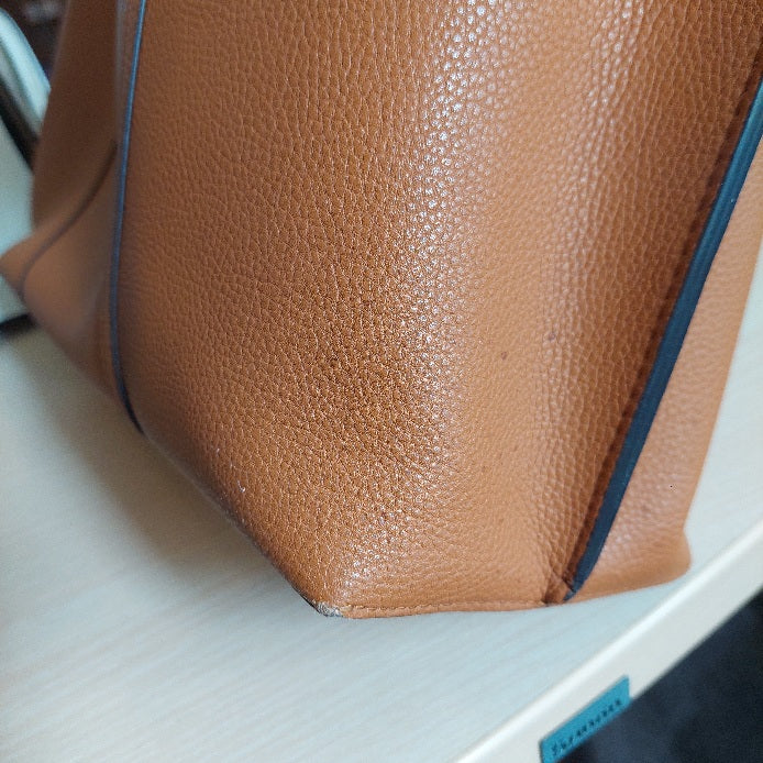 Tory Burch Brown Perry Triple Compartment Leather Tote Bag | Pre Loved |