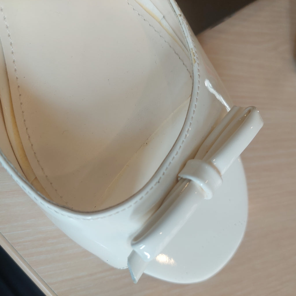 Mango White Bow Leatherette Heels | Gently Used |