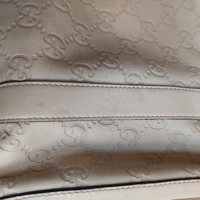 Gucci Ivory Leather Guccisma Abbey Boston Handbag | Pre Loved |