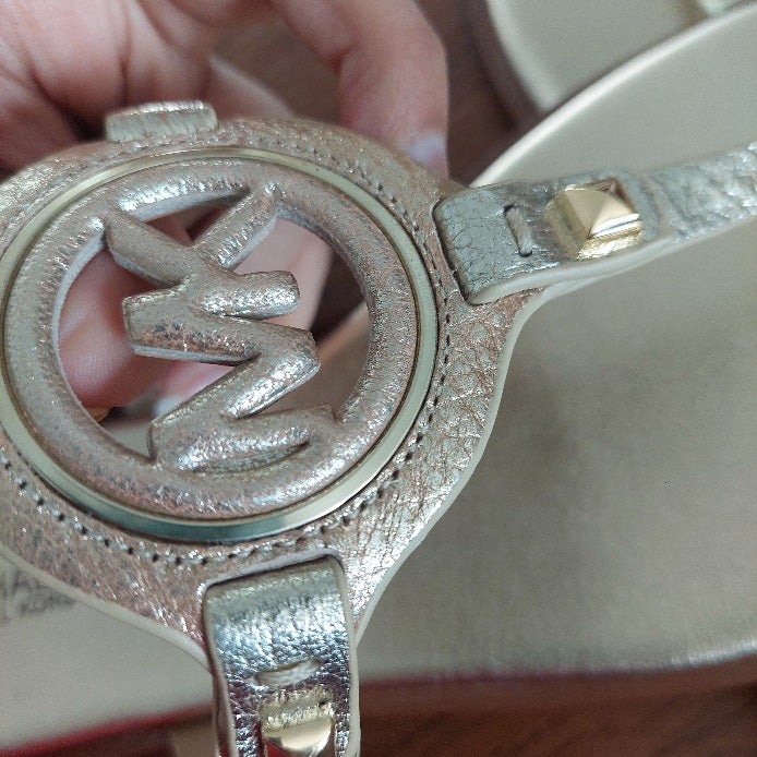 Michael Kors Metallic Gold Aubrey Leather Sandals | Gently Used |