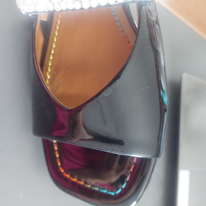 Kurt Geiger Black Patent Leather Princely Sandal | Like New |
