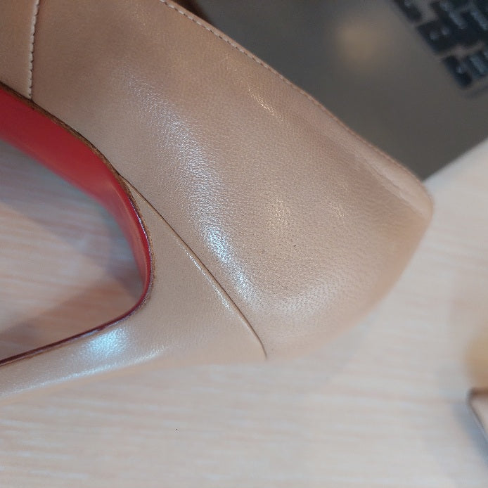 Christian Louboutin BEIGE Leather DECOLTISSIMO Heels | Gently Used |