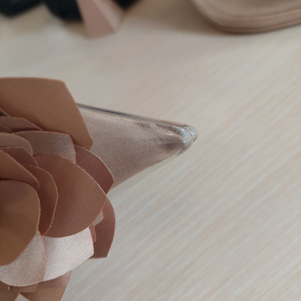 Zara Beige Pointed Toe Embellished Slingback Heels | Like New |