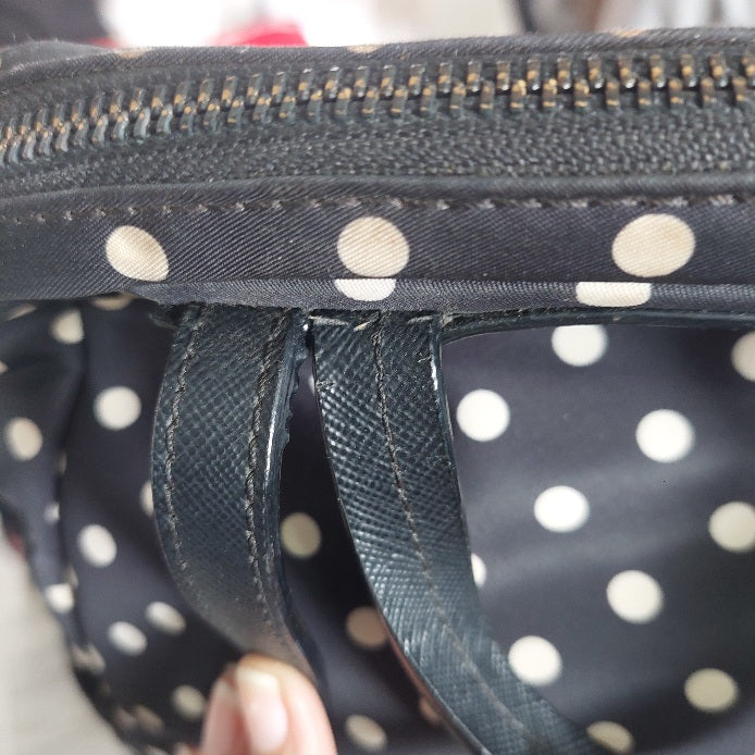 Kate Spade Black Polka Dot Leather Trim Backpack | Pre Loved |