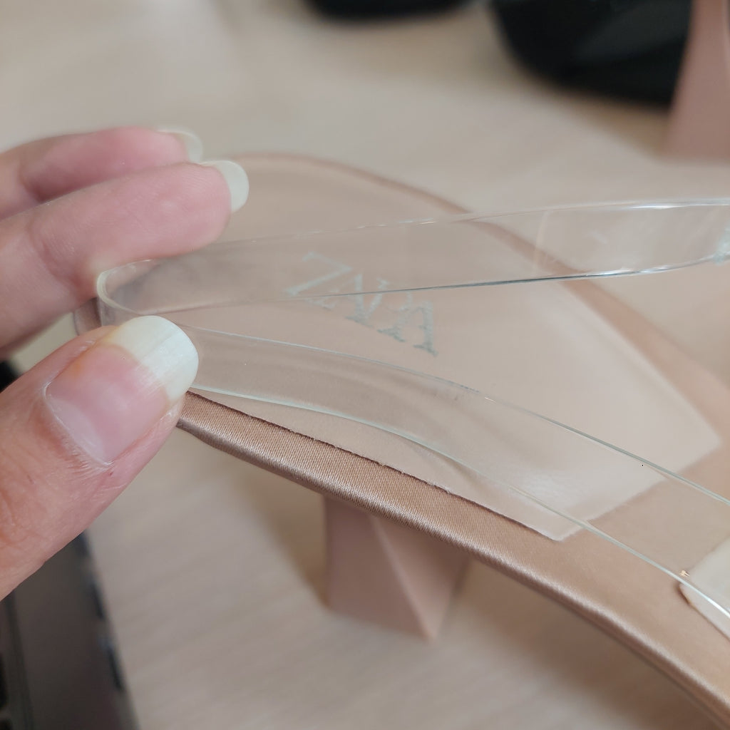 Zara Beige Pointed Toe Embellished Slingback Heels | Like New |