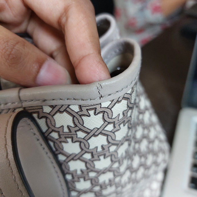 Kate Spade Cream & Taupe Canvas Satchel Bag | Pre Loved |