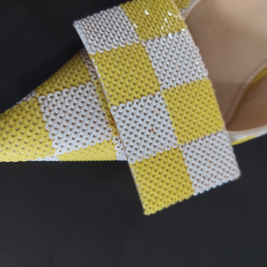 Louis Vuitton Yellow & White Magic Square Pumps | Pre Loved |