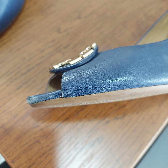 Tory Burch Blue Claire Open Toe Wedges | Pre Loved |