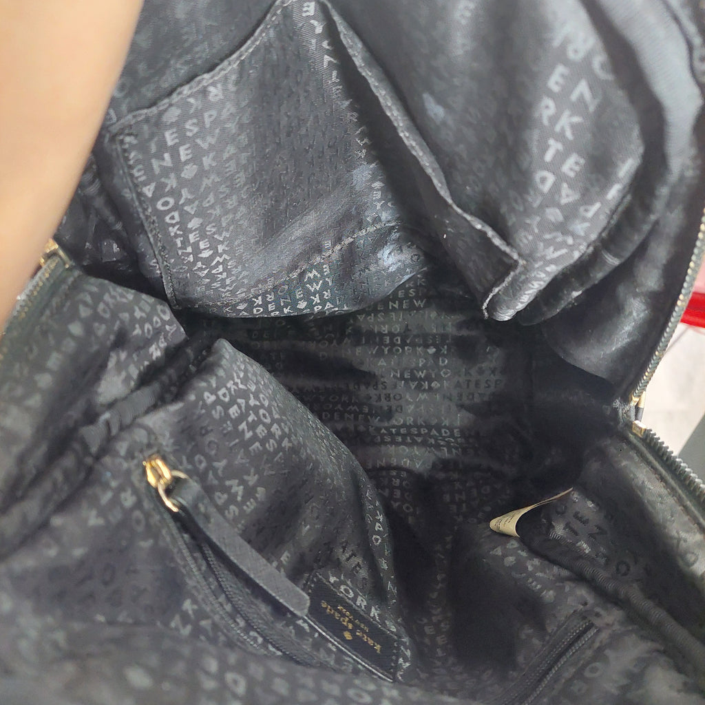Kate Spade Black Polka Dot Leather Trim Backpack | Pre Loved |