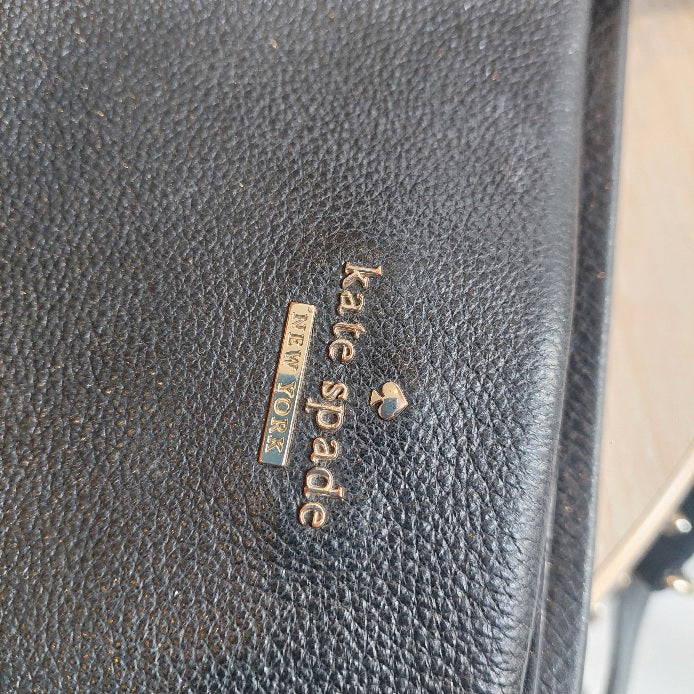 Kate Spade Black Leather Triple Compartment Shoulder Bag | Pre Loved |