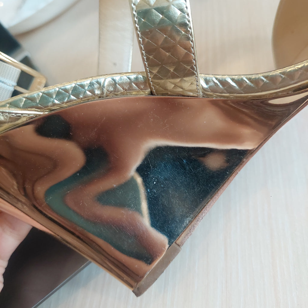 Jimmy Choo Gold Metallic Wedges | Pre Loved |