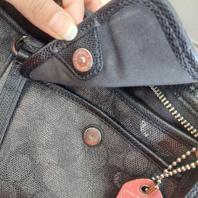 Coach Black Ward Signature Monogram Coated Canvas Leather Tote Bag | Pre Loved |