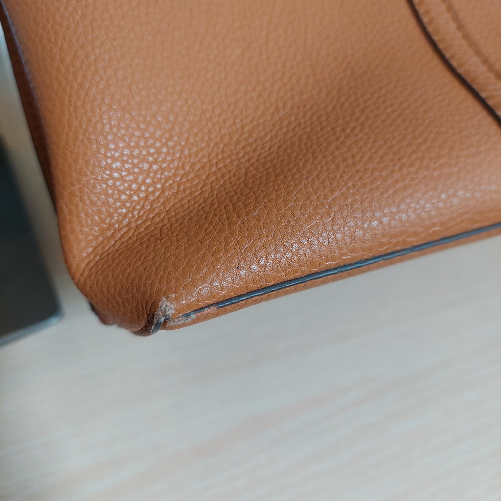 Tory Burch Brown Perry Triple Compartment Leather Tote Bag | Pre Loved |