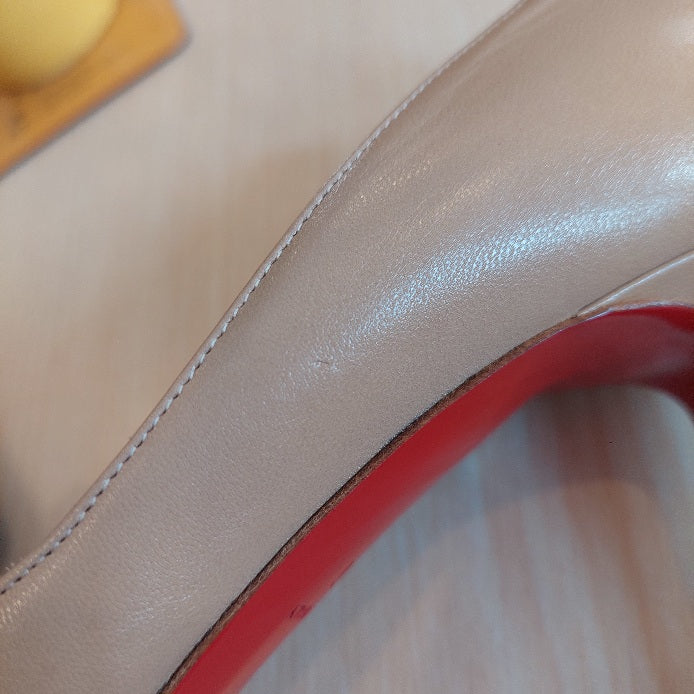 Christian Louboutin BEIGE Leather DECOLTISSIMO Heels | Gently Used |