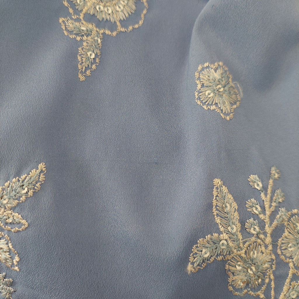 Sana Safinaz Blue & White Pearls & Embroidered Kurta | Gently Used |