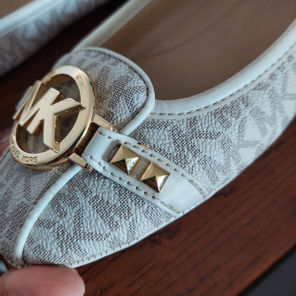 Michael Kors Vanilla Leather Fulton Studded Logo Moccasins | Pre Loved |