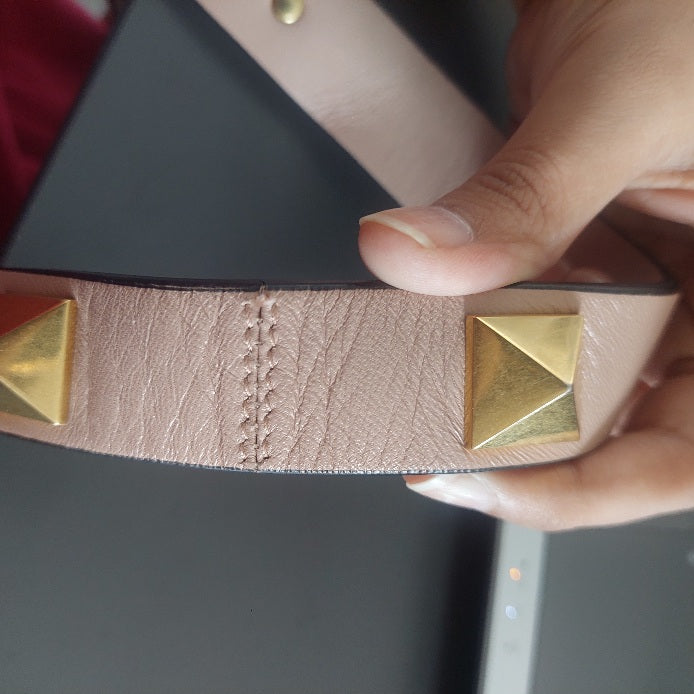 Valentino Rose Cannelle Leather Medium Roman Stud Top Handle Bag | Pre Loved |