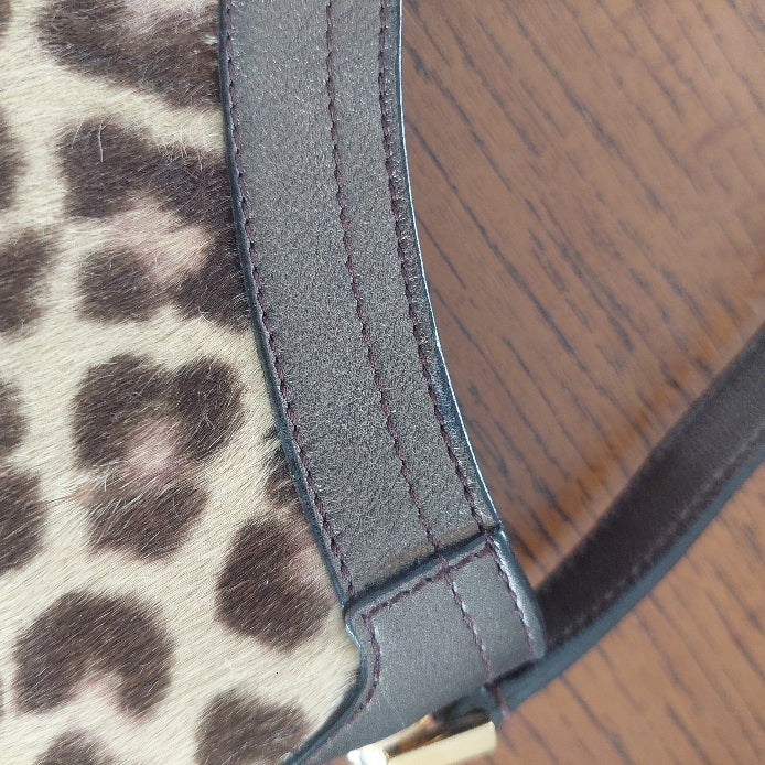 Salvatore Ferragamo Brown Calf Hair Leather Shoulder Bag | Pre Loved |