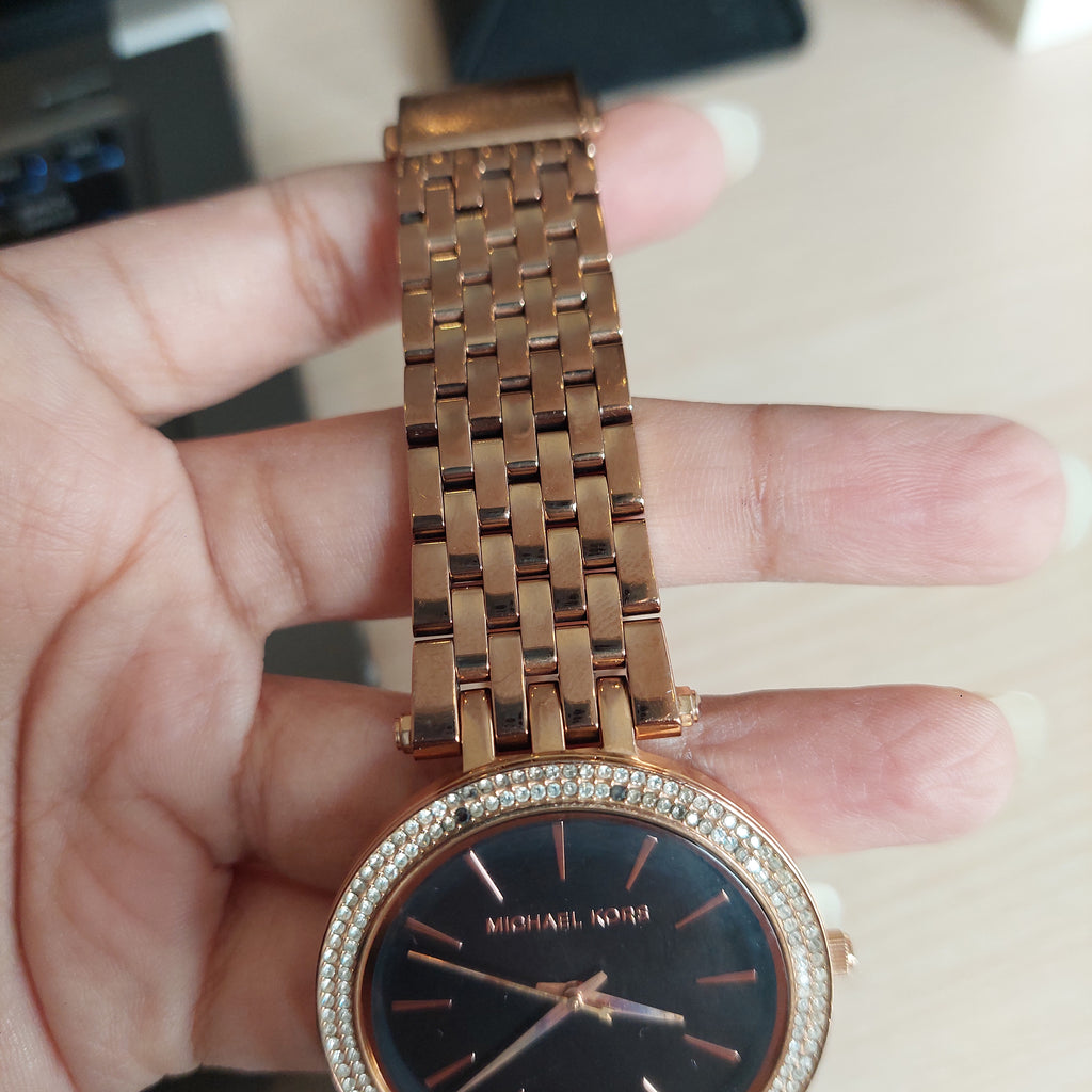 Michael Kors Rose Gold Rhinestone MK-3402 Watch | Pre Loved |