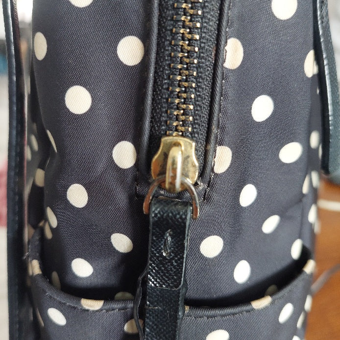 Kate Spade Black Polka Dot Leather Trim Backpack | Pre Loved |