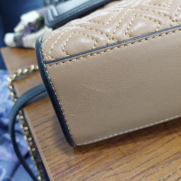 Tory Burch Tri Color Quilted Leather Fleming Shoulder Bag | Pre Loved |